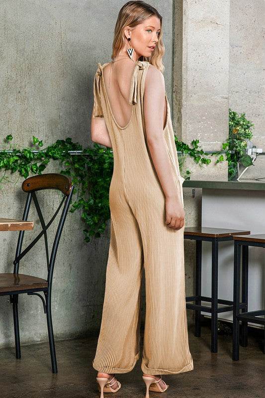 Corded Tie Straps V Neck Wide Leg Jumpsuit - Shop Style & More | Fresh Looks, Everyday Deals & Free Shipping
