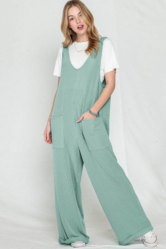 Corded Tie Straps V Neck Wide Leg Jumpsuit - Shop Style & More | Fresh Looks, Everyday Deals & Free Shipping