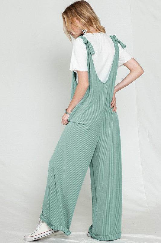 Corded Tie Straps V Neck Wide Leg Jumpsuit - Shop Style & More | Fresh Looks, Everyday Deals & Free Shipping