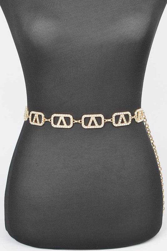 Plus Size Rhinestone Logo Chain Belt - Shop Style & More | Fresh Looks, Everyday Deals & Free Shipping