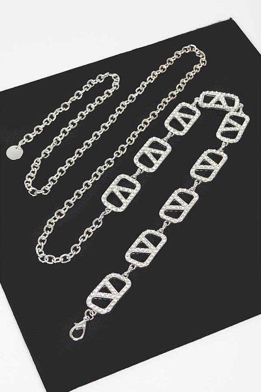 Plus Size Rhinestone Logo Chain Belt - Shop Style & More | Fresh Looks, Everyday Deals & Free Shipping