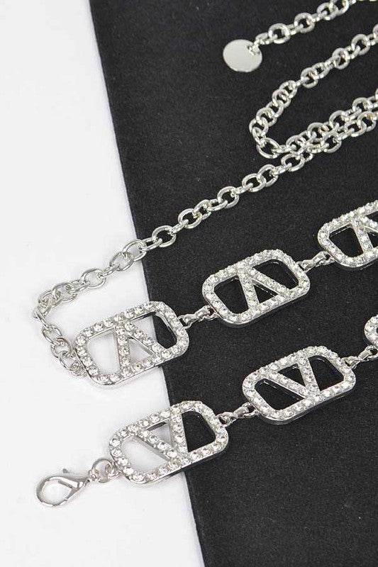 Plus Size Rhinestone Logo Chain Belt - Shop Style & More | Fresh Looks, Everyday Deals & Free Shipping