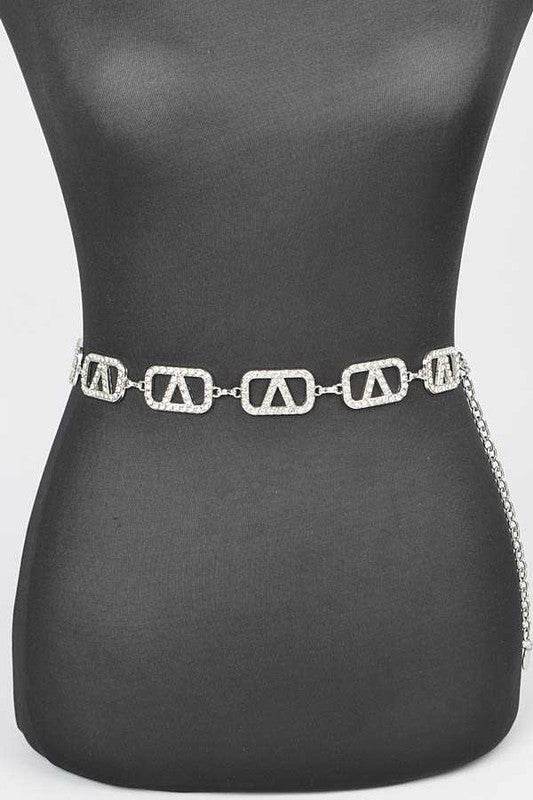 Plus Size Rhinestone Logo Chain Belt - Shop Style & More | Fresh Looks, Everyday Deals & Free Shipping