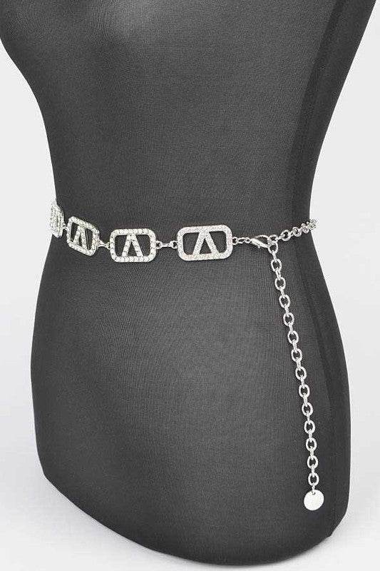Plus Size Rhinestone Logo Chain Belt - Shop Style & More | Fresh Looks, Everyday Deals & Free Shipping