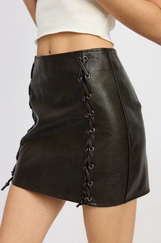 LOW RISE MINI SKIRT WITH LACE UP DETAIL - Shop Style & More | Fresh Looks, Everyday Deals & Free Shipping