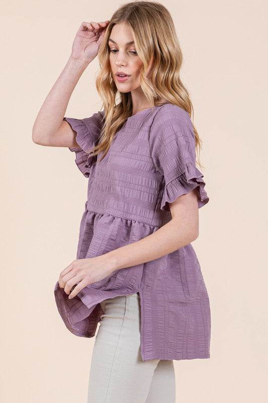 Textured Ruffle Sleeve Tunic - Shop Style & More | Fresh Looks, Everyday Deals & Free Shipping
