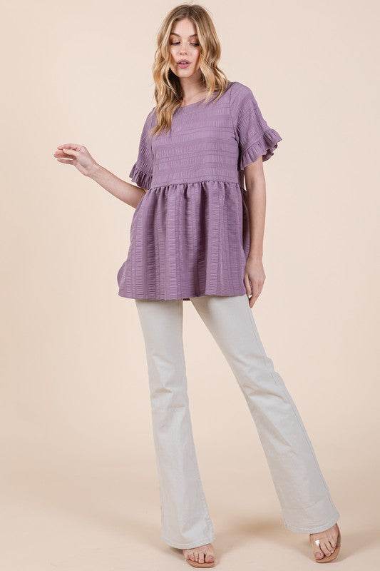 Textured Ruffle Sleeve Tunic - Shop Style & More | Fresh Looks, Everyday Deals & Free Shipping