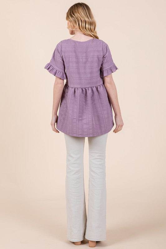 Textured Ruffle Sleeve Tunic - Shop Style & More | Fresh Looks, Everyday Deals & Free Shipping
