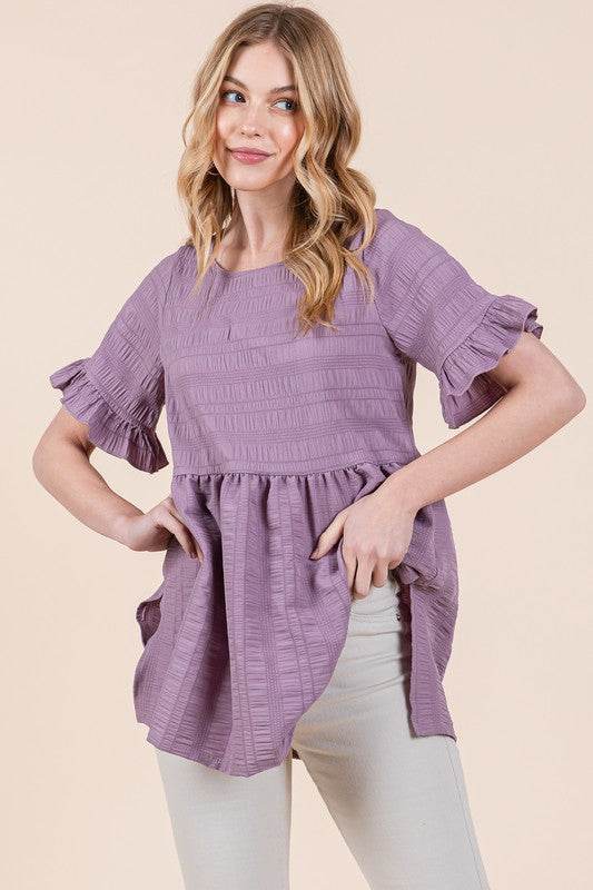 Textured Ruffle Sleeve Tunic - Shop Style & More | Fresh Looks, Everyday Deals & Free Shipping