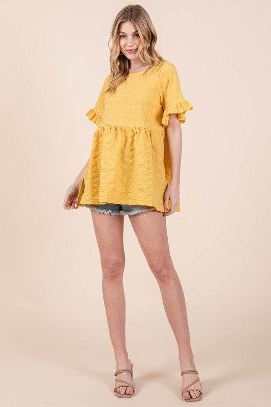 Textured Ruffle Sleeve Tunic - Shop Style & More | Fresh Looks, Everyday Deals & Free Shipping