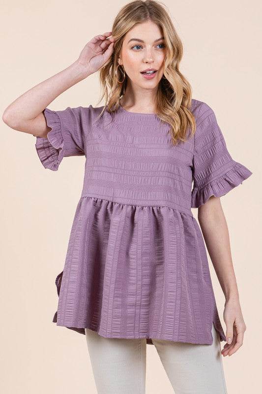 Textured Ruffle Sleeve Tunic - Shop Style & More | Fresh Looks, Everyday Deals & Free Shipping
