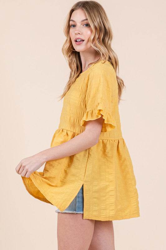 Textured Ruffle Sleeve Tunic - Shop Style & More | Fresh Looks, Everyday Deals & Free Shipping