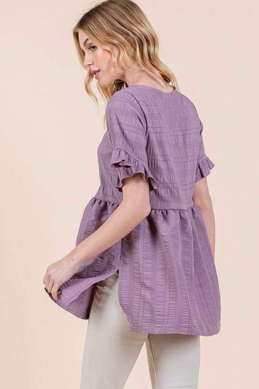 Textured Ruffle Sleeve Tunic - Shop Style & More | Fresh Looks, Everyday Deals & Free Shipping