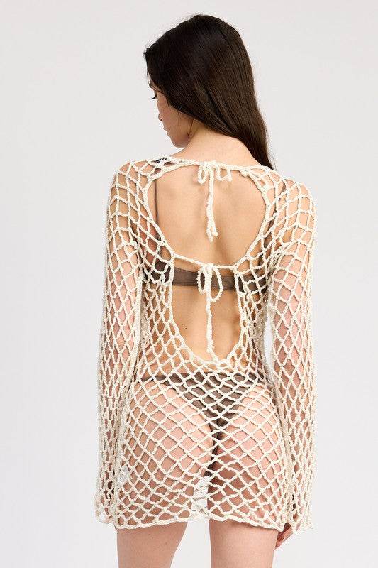 BOLD CROCHET MINI DRESS WITH OPEN BACK - Shop Style & More | Fresh Looks, Everyday Deals & Free Shipping