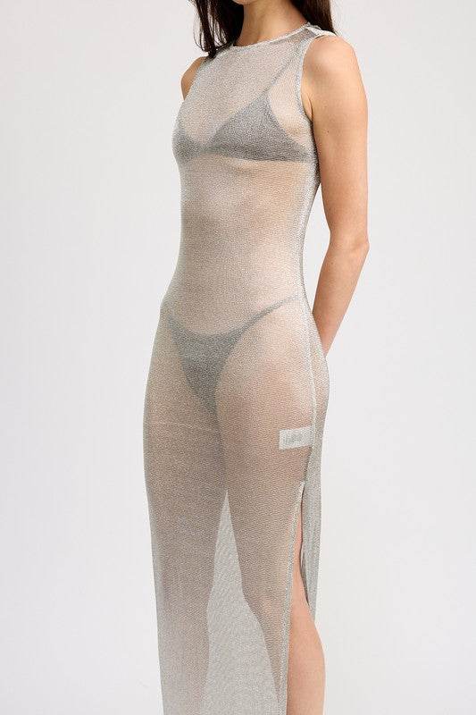 SHEER MAXI DRESS WITH SIDE SLIT - Shop Style & More | Fresh Looks, Everyday Deals & Free Shipping