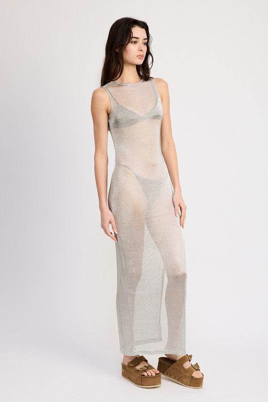 SHEER MAXI DRESS WITH SIDE SLIT - Shop Style & More | Fresh Looks, Everyday Deals & Free Shipping