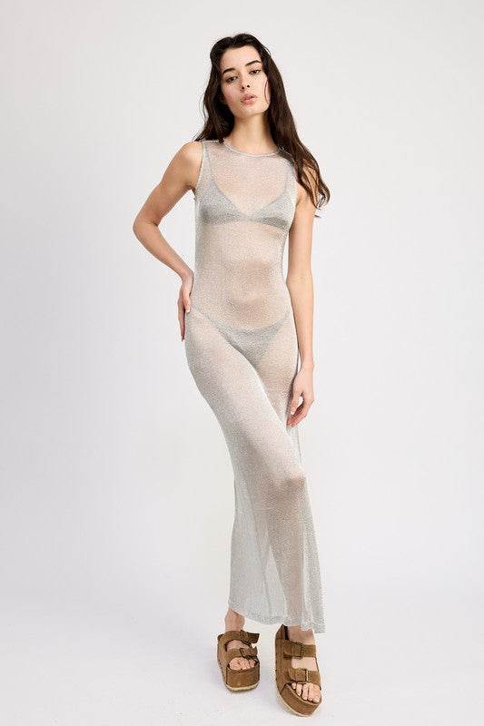 SHEER MAXI DRESS WITH SIDE SLIT - Shop Style & More | Fresh Looks, Everyday Deals & Free Shipping