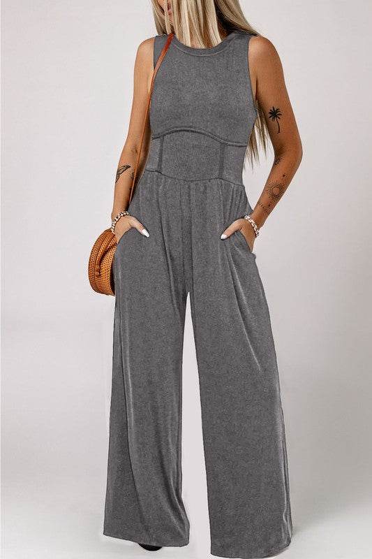 Cinched Waist Sleeveless Wide Leg Jumpsuit - Shop Style & More | Fresh Looks, Everyday Deals & Free Shipping