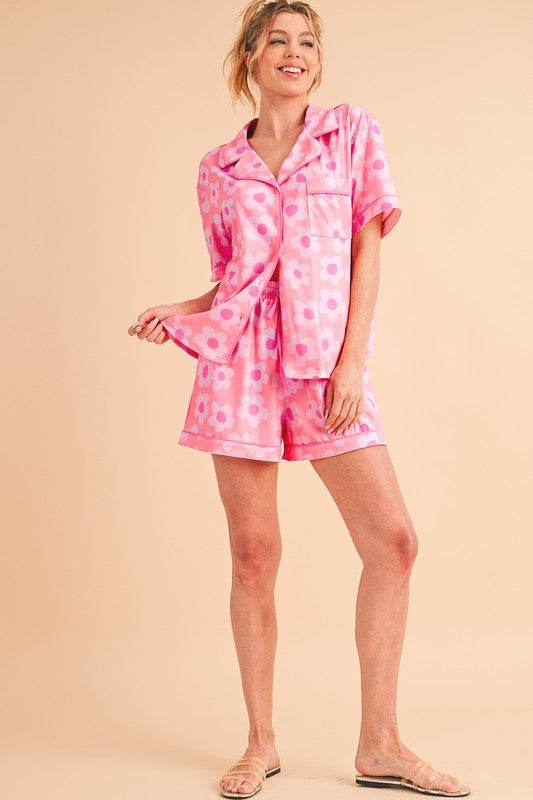 Flower Short Sleeve Shirt Pajamas Set - Shop Style & More | Fresh Looks, Everyday Deals & Free Shipping