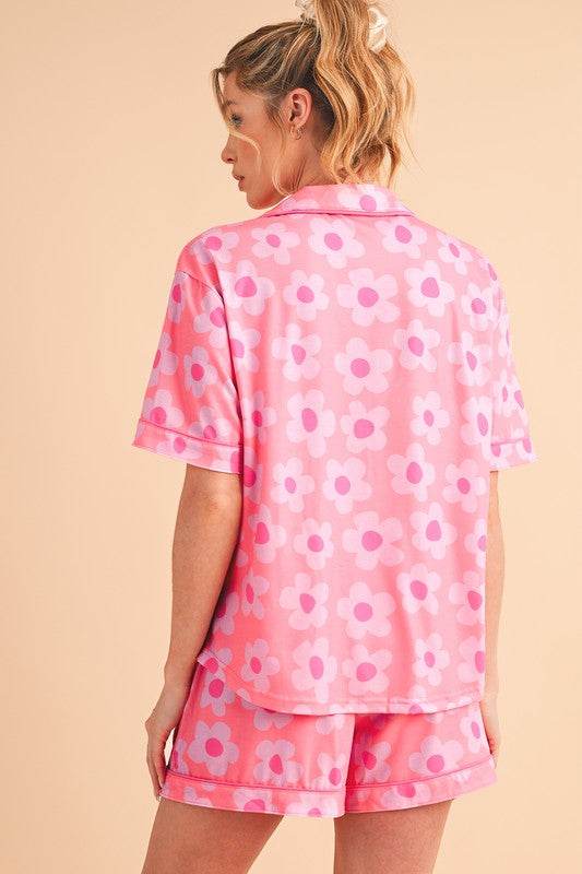 Flower Short Sleeve Shirt Pajamas Set - Shop Style & More | Fresh Looks, Everyday Deals & Free Shipping
