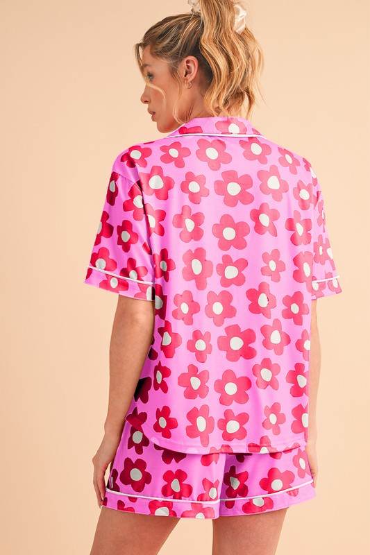 Flower Short Sleeve Shirt Pajamas Set - Shop Style & More | Fresh Looks, Everyday Deals & Free Shipping