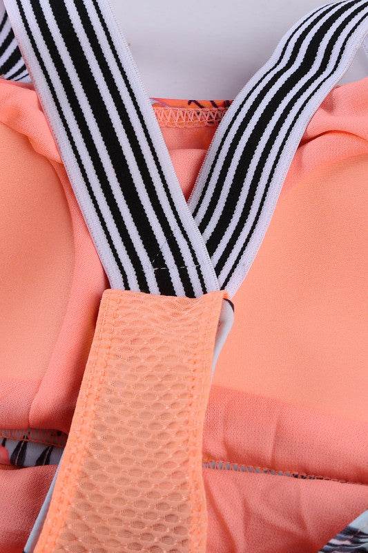 Orange Printed Splicing Racerback Tankini - Shop Style & More | Fresh Looks, Everyday Deals & Free Shipping