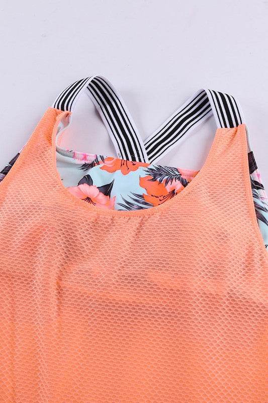 Orange Printed Splicing Racerback Tankini - Shop Style & More | Fresh Looks, Everyday Deals & Free Shipping