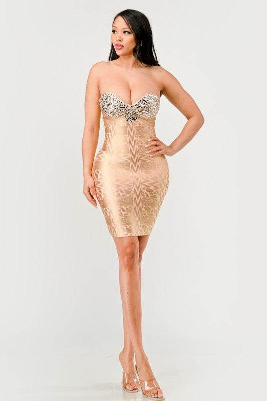 Gilded Glamour Strapless Dress - Shop Style & More | Fresh Looks, Everyday Deals & Free Shipping