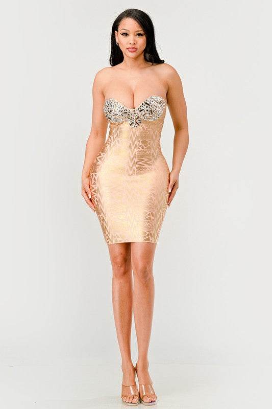 Gilded Glamour Strapless Dress - Shop Style & More | Fresh Looks, Everyday Deals & Free Shipping