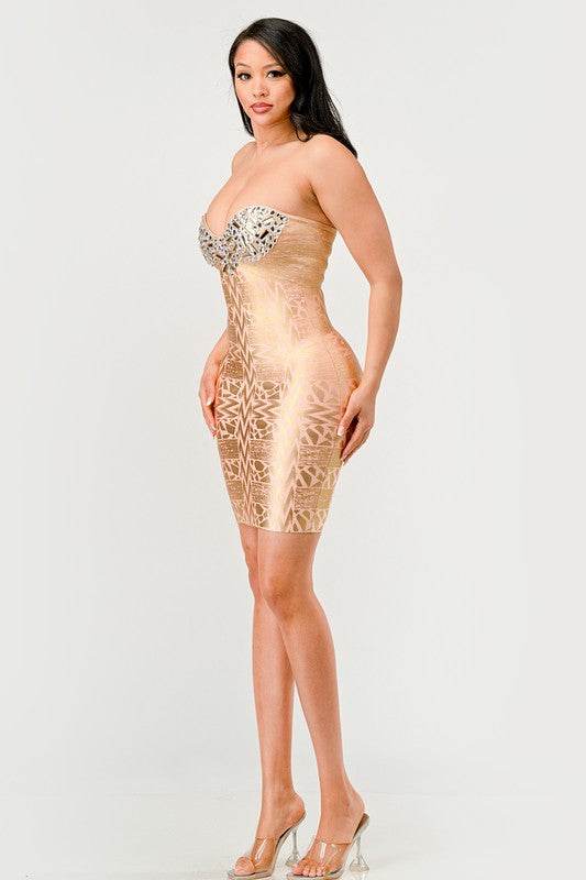 Gilded Glamour Strapless Dress - Shop Style & More | Fresh Looks, Everyday Deals & Free Shipping