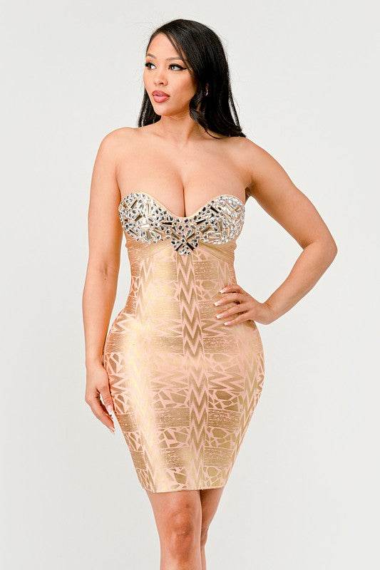 Gilded Glamour Strapless Dress - Shop Style & More | Fresh Looks, Everyday Deals & Free Shipping