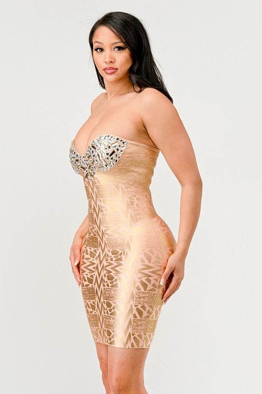 Gilded Glamour Strapless Dress - Shop Style & More | Fresh Looks, Everyday Deals & Free Shipping