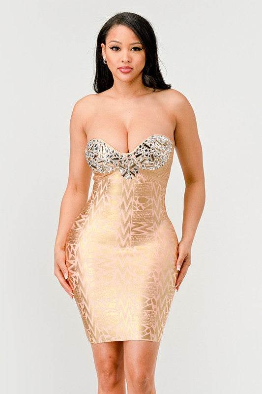 Gilded Glamour Strapless Dress - Shop Style & More | Fresh Looks, Everyday Deals & Free Shipping