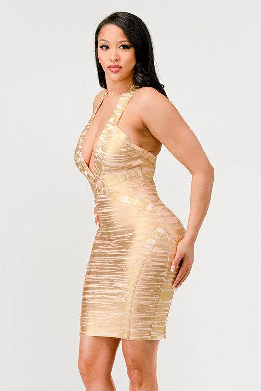 Gold Glamour Bandage Dress - Shop Style & More | Fresh Looks, Everyday Deals & Free Shipping