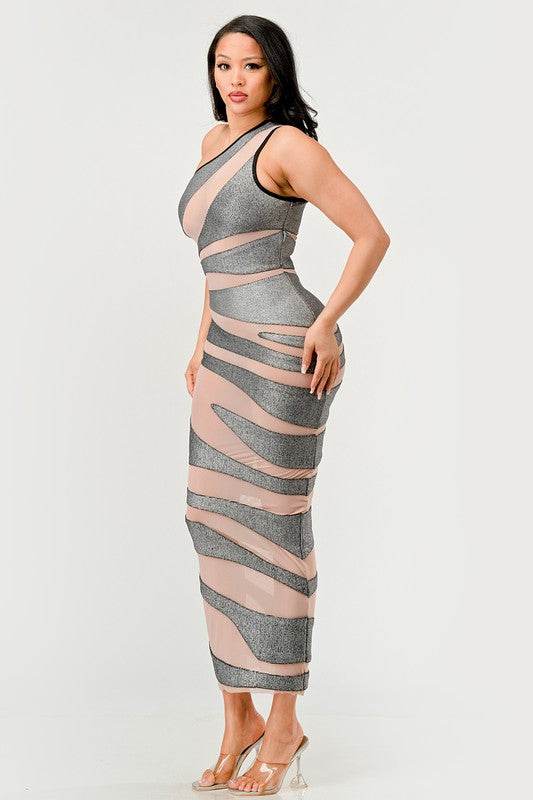 Metallic Bandage Mesh Insert Dress - Shop Style & More | Fresh Looks, Everyday Deals & Free Shipping