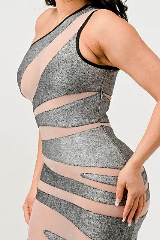 Metallic Bandage Mesh Insert Dress - Shop Style & More | Fresh Looks, Everyday Deals & Free Shipping