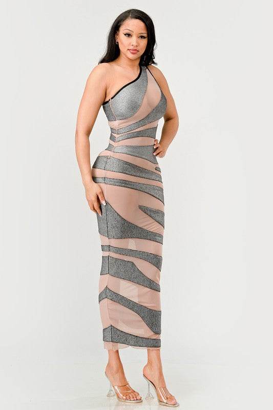 Metallic Bandage Mesh Insert Dress - Shop Style & More | Fresh Looks, Everyday Deals & Free Shipping