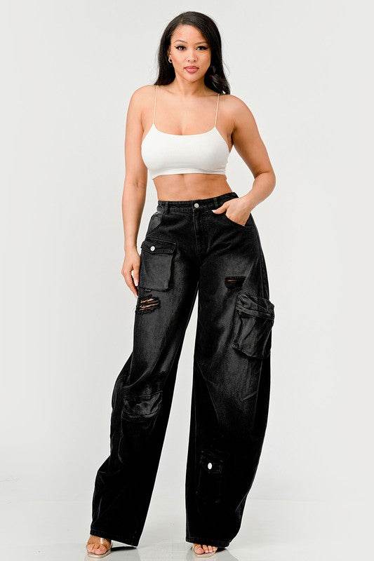 Athina Black washed out cargo pants - Shop Style & More | Fresh Looks, Everyday Deals & Free Shipping