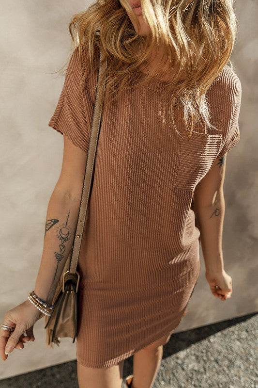 Ribbed Knit T-shirt Shift Dress - Shop Style & More | Fresh Looks, Everyday Deals & Free Shipping