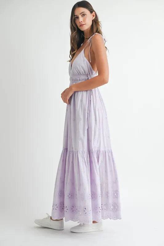 MABLE Eyelet Lace Maxi Dress With Side Strap Details - Shop Style & More | Fresh Looks, Everyday Deals & Free Shipping