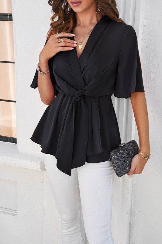 Tie front v-neck blouse - Shop Style & More | Fresh Looks, Everyday Deals & Free Shipping