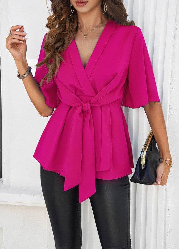Tie front v-neck blouse - Shop Style & More | Fresh Looks, Everyday Deals & Free Shipping