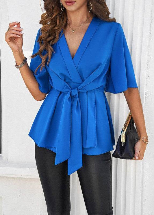 Tie front v-neck blouse - Shop Style & More | Fresh Looks, Everyday Deals & Free Shipping