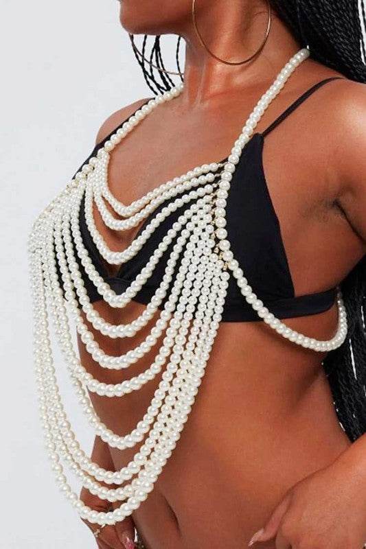 Dramatic Pearls Beaded Body Chain - Shop Style & More | Fresh Looks, Everyday Deals & Free Shipping