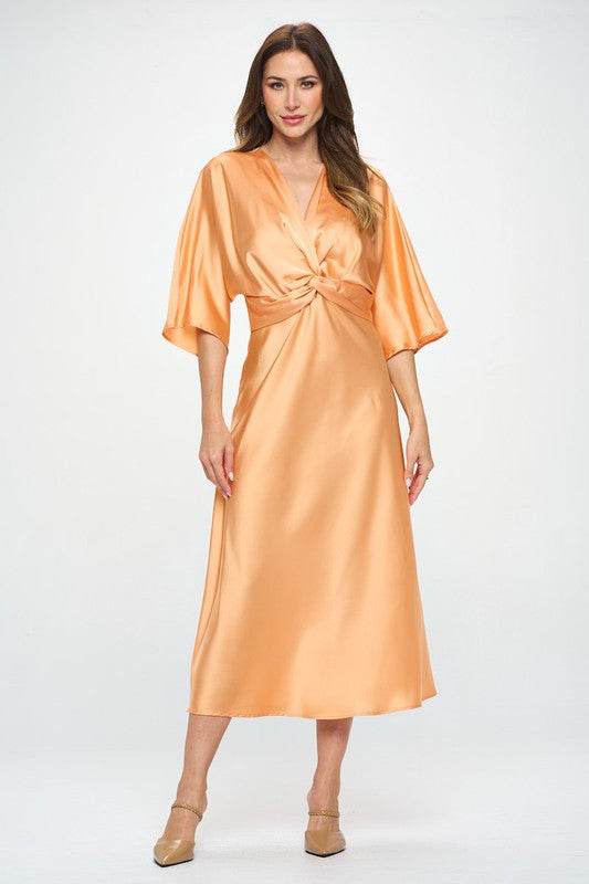 Made in USA Satin Stretch Solid Dress w Twist - Shop Style & More | Fresh Looks, Everyday Deals & Free Shipping