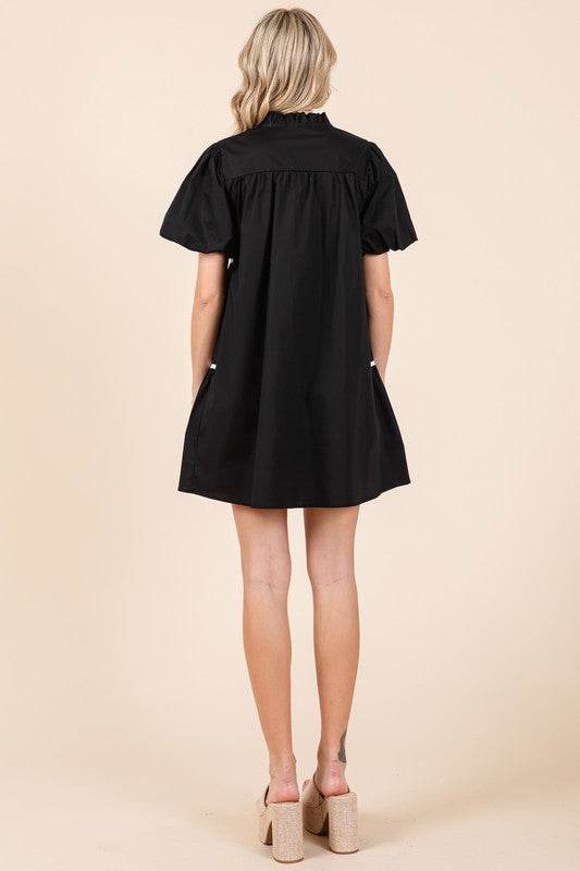 Piping Detailed Babydoll Mini Dress - Shop Style & More | Fresh Looks, Everyday Deals & Free Shipping