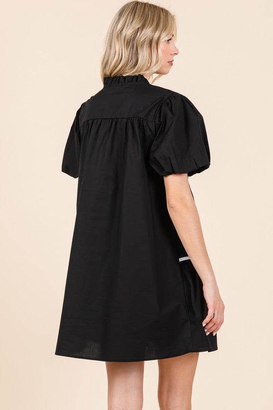 Piping Detailed Babydoll Mini Dress - Shop Style & More | Fresh Looks, Everyday Deals & Free Shipping