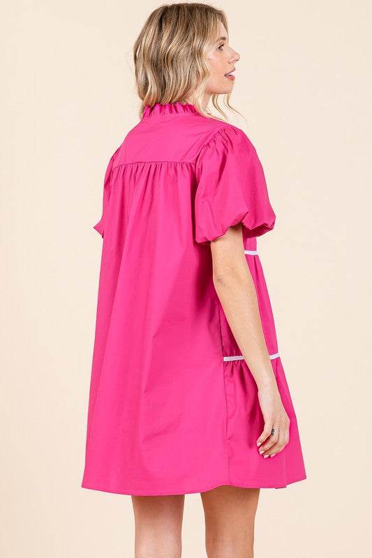 Piping Detailed Babydoll Mini Dress - Shop Style & More | Fresh Looks, Everyday Deals & Free Shipping