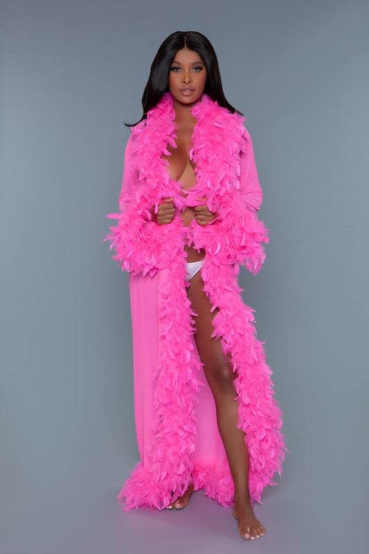 Glamour Boa Feather Trim Robe - Shop Style & More | Fresh Looks, Everyday Deals & Free Shipping