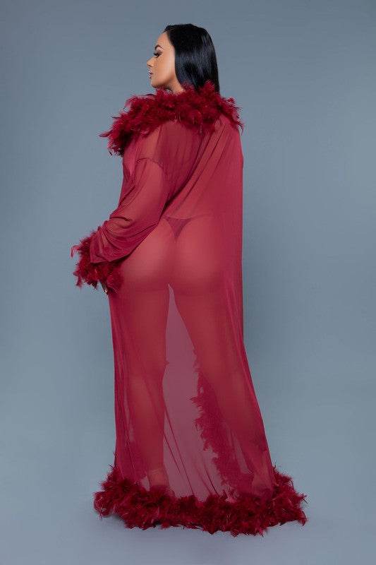 Glamour Boa Feather Trim Robe - Shop Style & More | Fresh Looks, Everyday Deals & Free Shipping